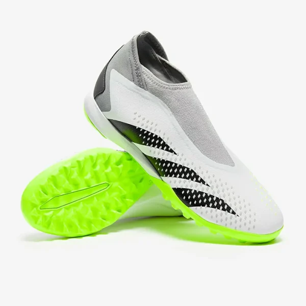 Adidas PRødator Accuracy.3 uden snørebånd TF - Hvide/Core Sorte/Lucid Citron Fodboldstøvler