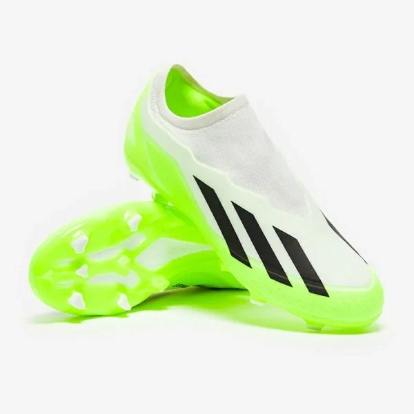 Adidas X Crazyfast.3 uden snørebånd FG - Hvide/Core Sorte/Lucid Citron Fodboldstøvler